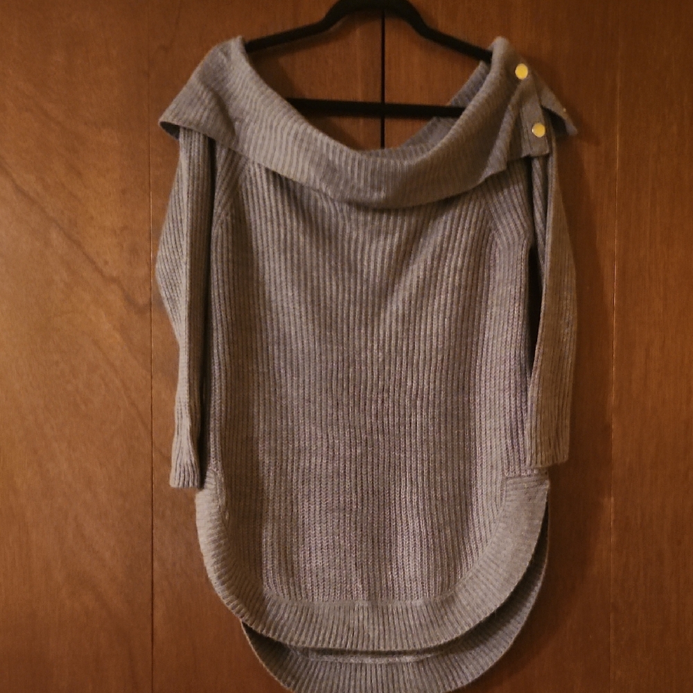 New York & Company Soho Heather Gray Off-Shoulder Sweater